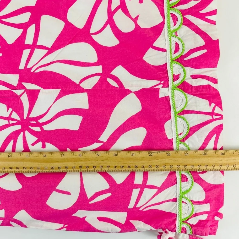 Lilly Pulitzer Girls Pink White Floral Shift Dress Green Trim Size 8‎